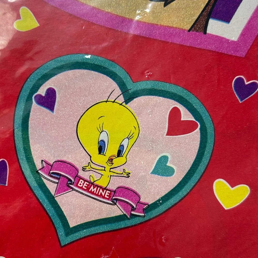 Vintage 90s Gift Wrap Looney Tones Square New Set of 3 Valentine's Day Theme